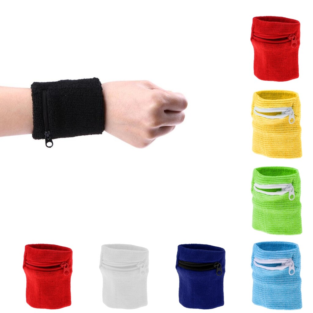 Wrist Band Safe Wallet Storage Zipper Pocket for Basketball Running Badminton Table Tennis Sports