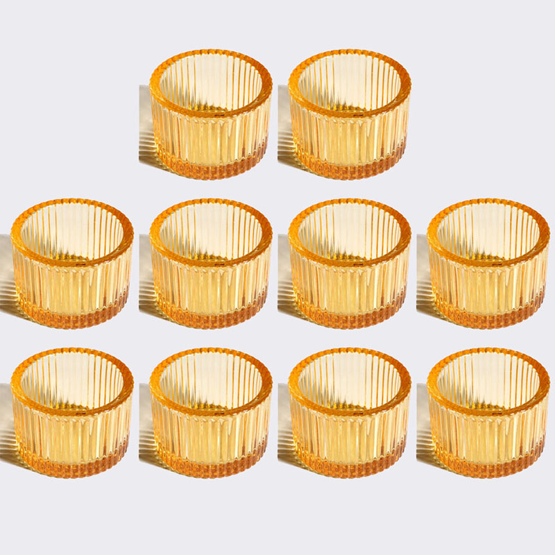 Pack of 10 Glass Small Tea Light Candle Holder for Table Decor,Home Decor,Church Housewarming Candle Pillar Holder Brown: Dark Khaki