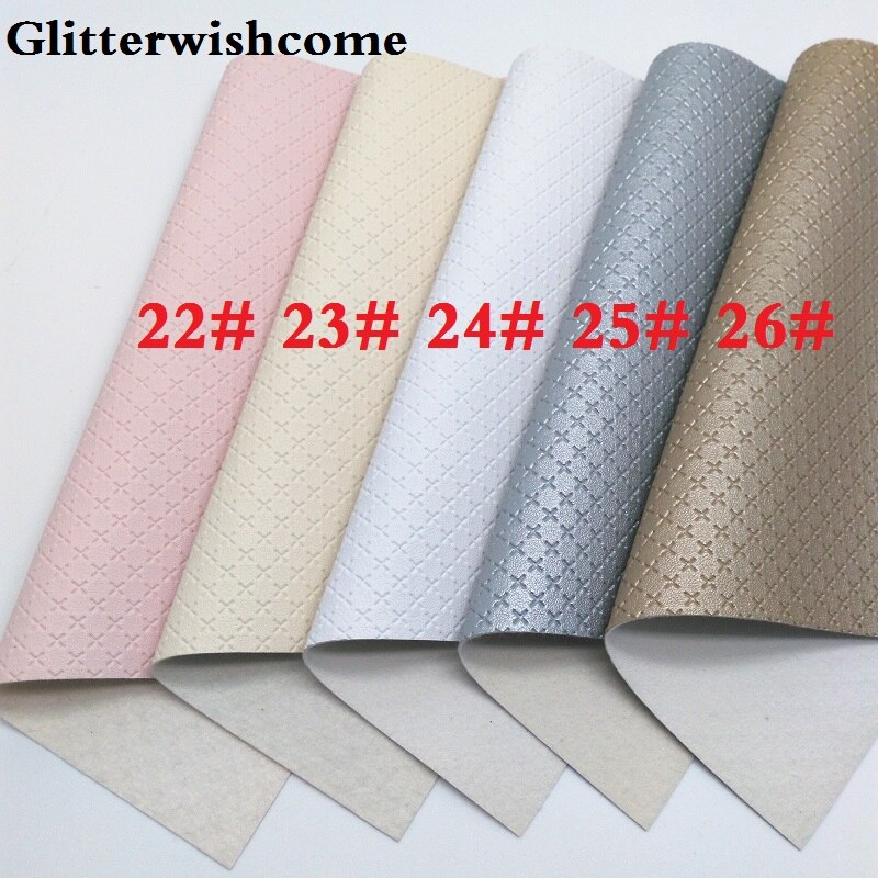 Glitterwishcome 21X29CM A4 Size Vinyl For Bows Embossed Cross Leather fabric Vinyl for Bows, GM5001A