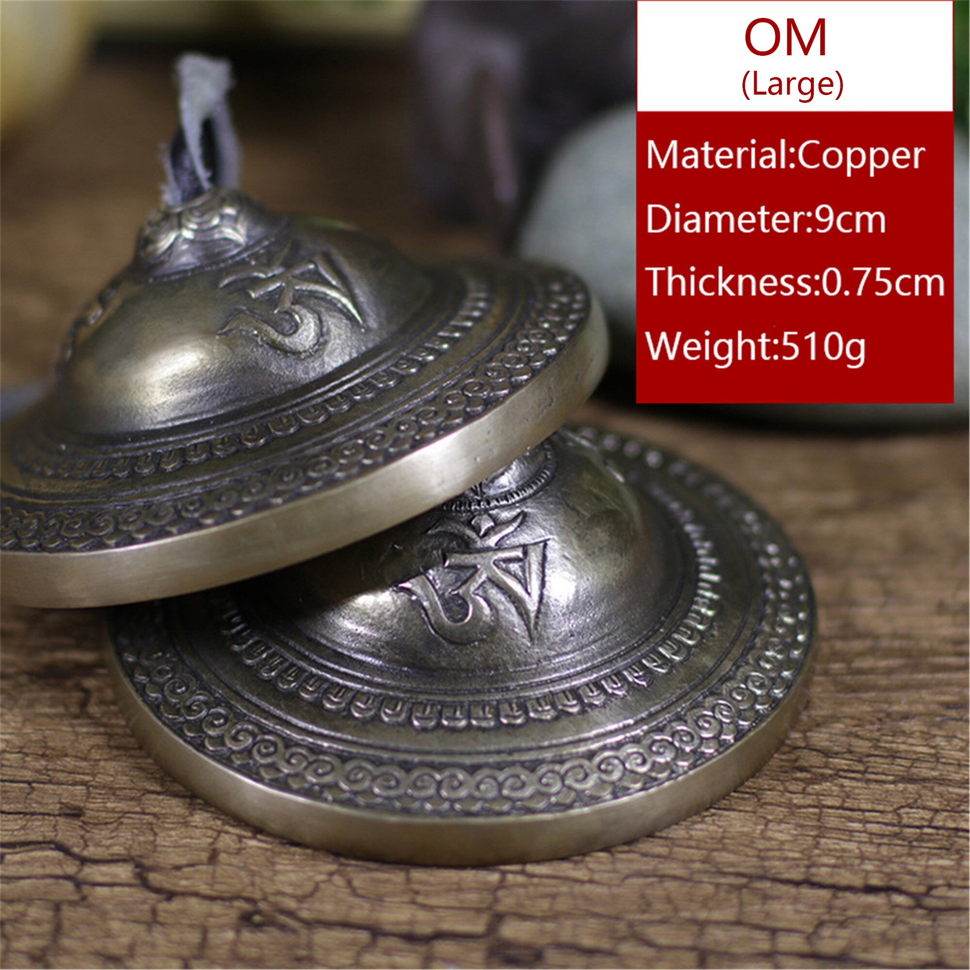 Campanilla de Tingsha tibetana hecha a mano con Om/nube de la suerte/Mantra, platillos de nepalí, el mejor para sanación de sonido de meditación