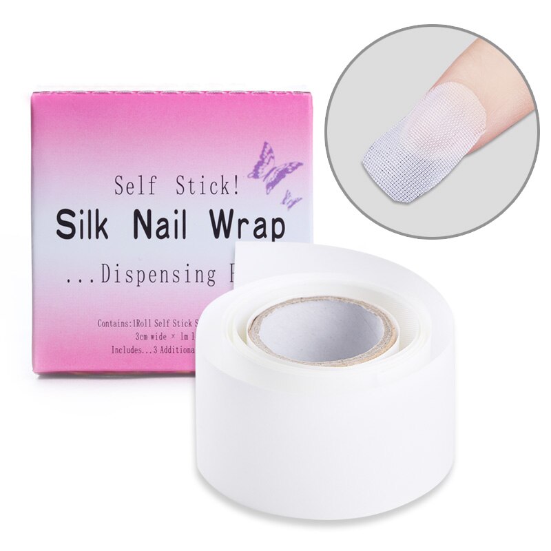 Fiber negle wrap forstærke værktøj selvklæbende silke neglebeskytter 3*100cm hvid uv gel akryl nail art værktøj