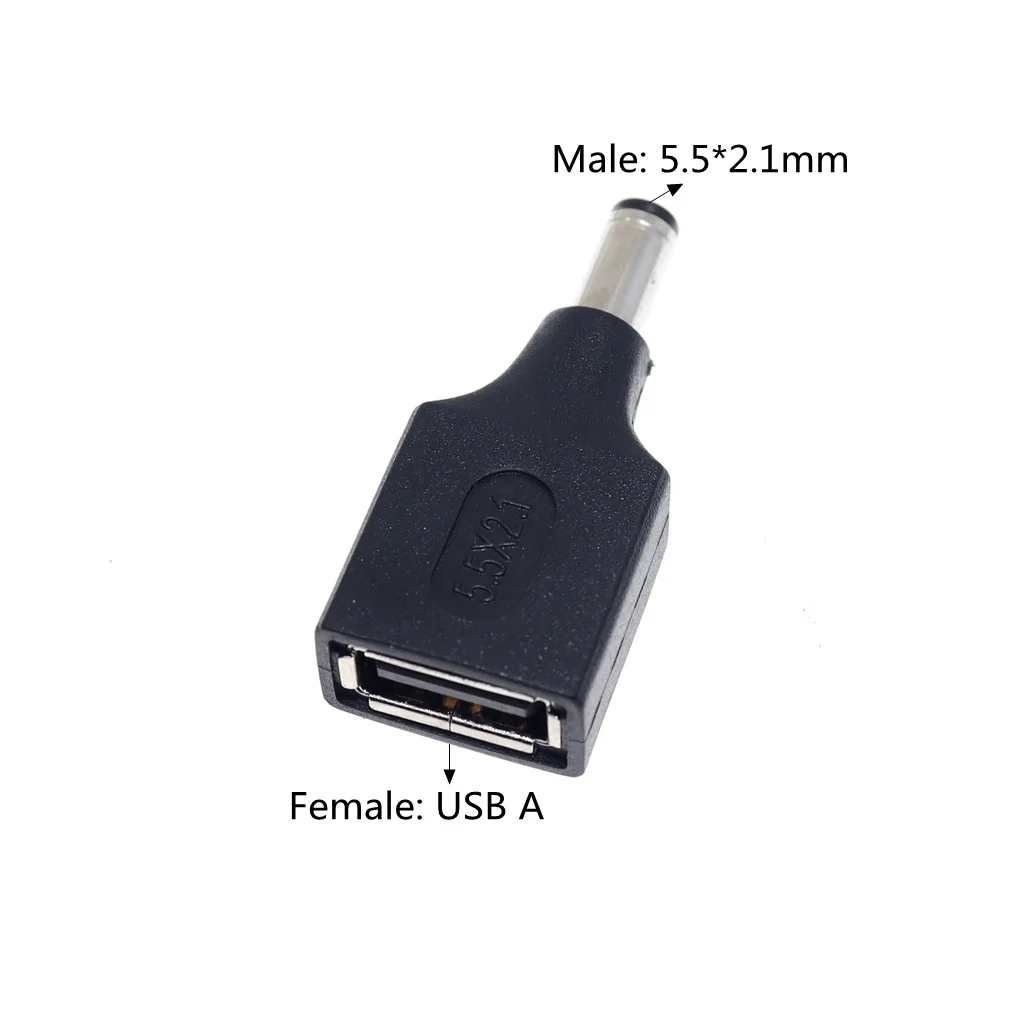 1 pièces adaptateur ca à cc convertisseur prise 5.5mm * 2.1mm femelle vers USB mâle adaptateur d'alimentation connecteur fiches: Lavande