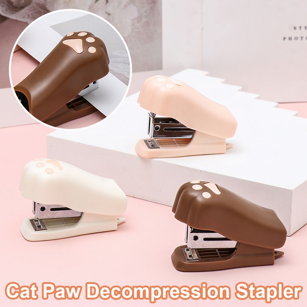 Snacks Sealing Clip Remover Binder Document Binding Office Supplies Cat Paw Mini Stapler Push Clip Stapler Paper Clips