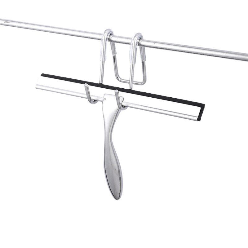 Rvs Window Squeegee Cleaner Chrome Window &amp; Douche Scherm Ruitenwisser Met Zuignap Haak Voor Schoonmaken Venster: E