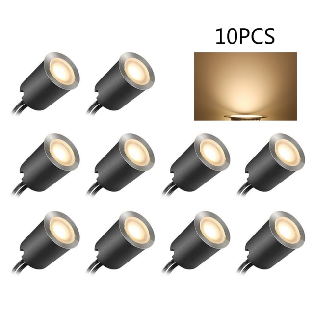 12V LED Deck Licht Set IP67 Wasserdicht Unterirdischen Lampe Outdoor-landschaft Beleuchtung EU UNS UK für Hof Garten Pathway treppen Terrasse: 10PCS Warm White / US Plug Set