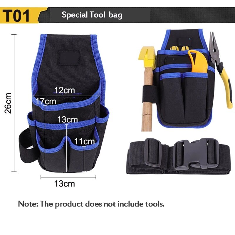 Multi-function Waist Pack Repair Tool Storage Bag Oxford Cloth Hardware Tool Pocket Wrench Pliers Electrician Tool Belt Bag: T01