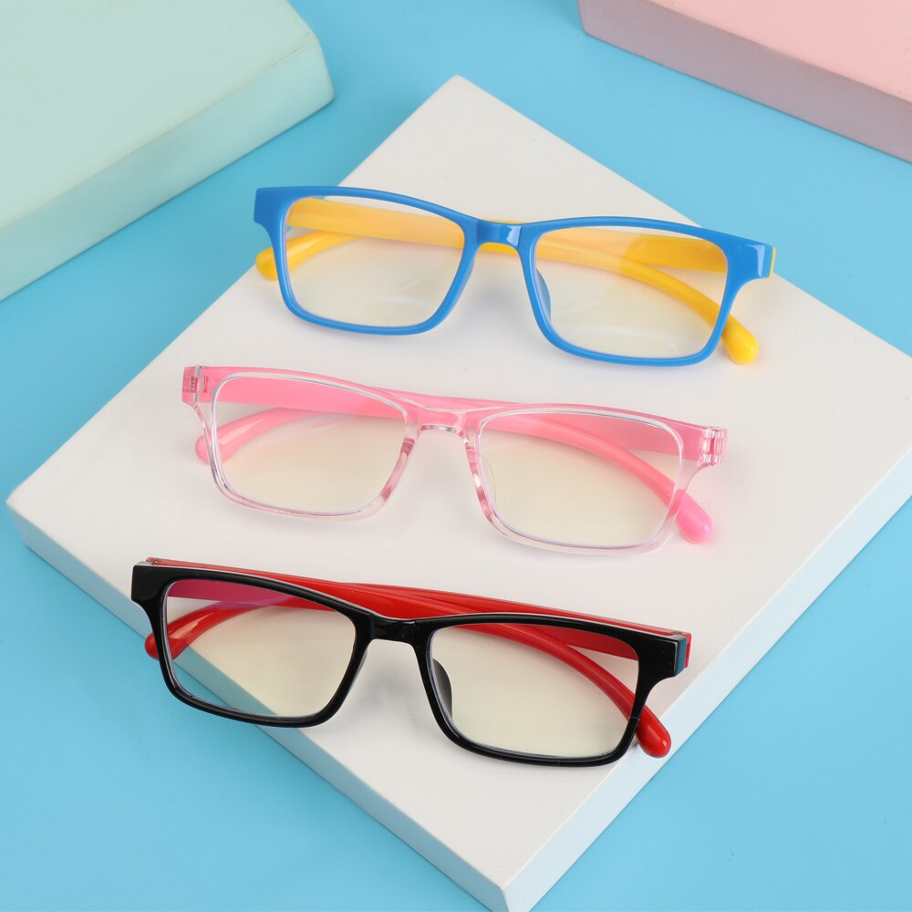 1PC Square Anti-blue Light Glasses for Children Soft Frame Goggle Ultralight Silicone Frame Glasses Kids Eyewear Vision Care