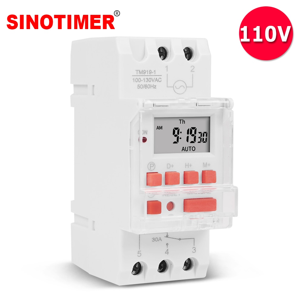 30A 5000W 110V 120VAC Digital Weekly Programmable Timer Switch Automatically Turn On and Off with Countdown Function and 12/24h