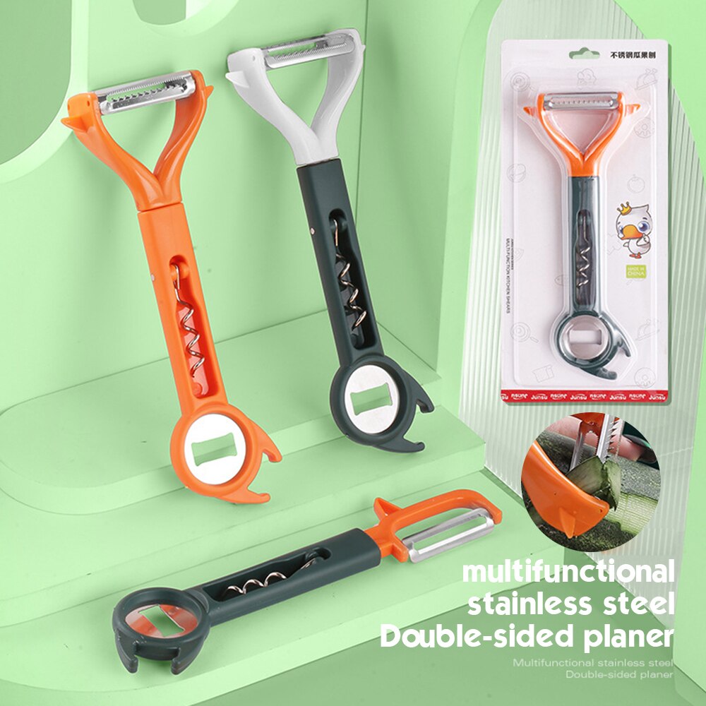 3 in 1 Fruit Vegetable Peeler Stainless Steel Multipurpose Bottle Opener Multifunctional Kitchen Tool PR