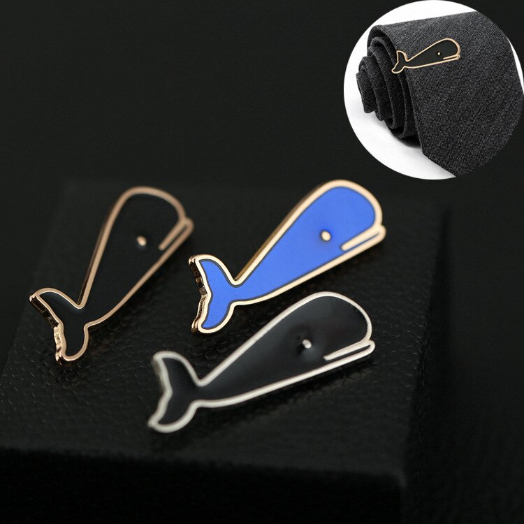 i-Remiel Original Business Metal Classic Whale Tie Clip Simple Men's Suit Pocket Clip Necktie Clips Pin for Mens Jewelry