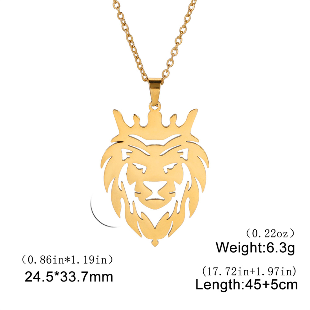 My Shape Roi Lion couronne pendentif collier hommes garçon en acier inoxydable punk animal loup charme collier Hip Hop bijoux,collier garcon enfan,coliers pour enfants garçon de,chaine homme: Plaqué or antique