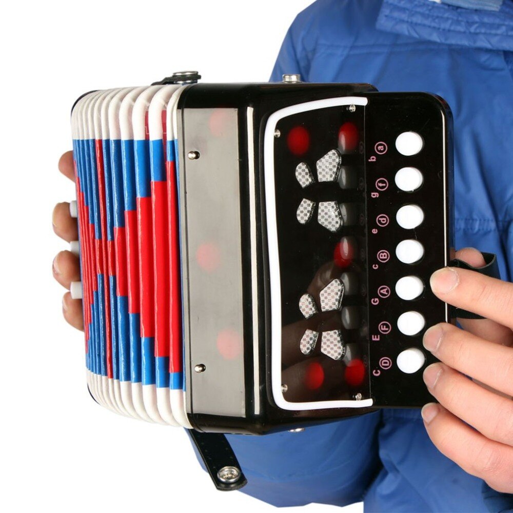 Mini acordeón para niños, 1 Uds., 7 teclas, 3 bajos, educativo, para principiantes, práctica, instrumento de música, banda de juguete