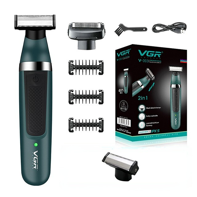 VGR afeitadora electrica para hombre afeitadora Impermeable Maquinilla de afeitar Recargable recortadora de barba Portátil maquina de afeitar cuchillas de doble cara Máquina de afeitar para hombres V-393: Naranja