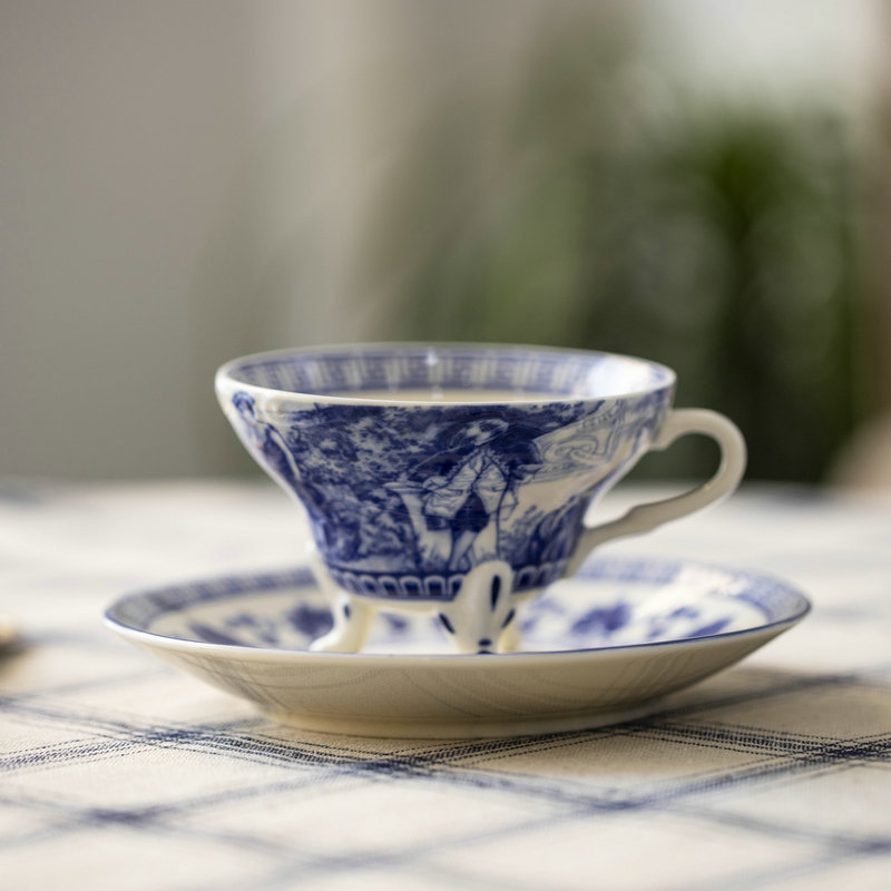 British Coffee Cup Set Retro Afternoon Tea Set Black Tea Cup Saucer Creamer Sugar Pot Big Plate Kithenware Supplies: Tea cup saucer 150ml