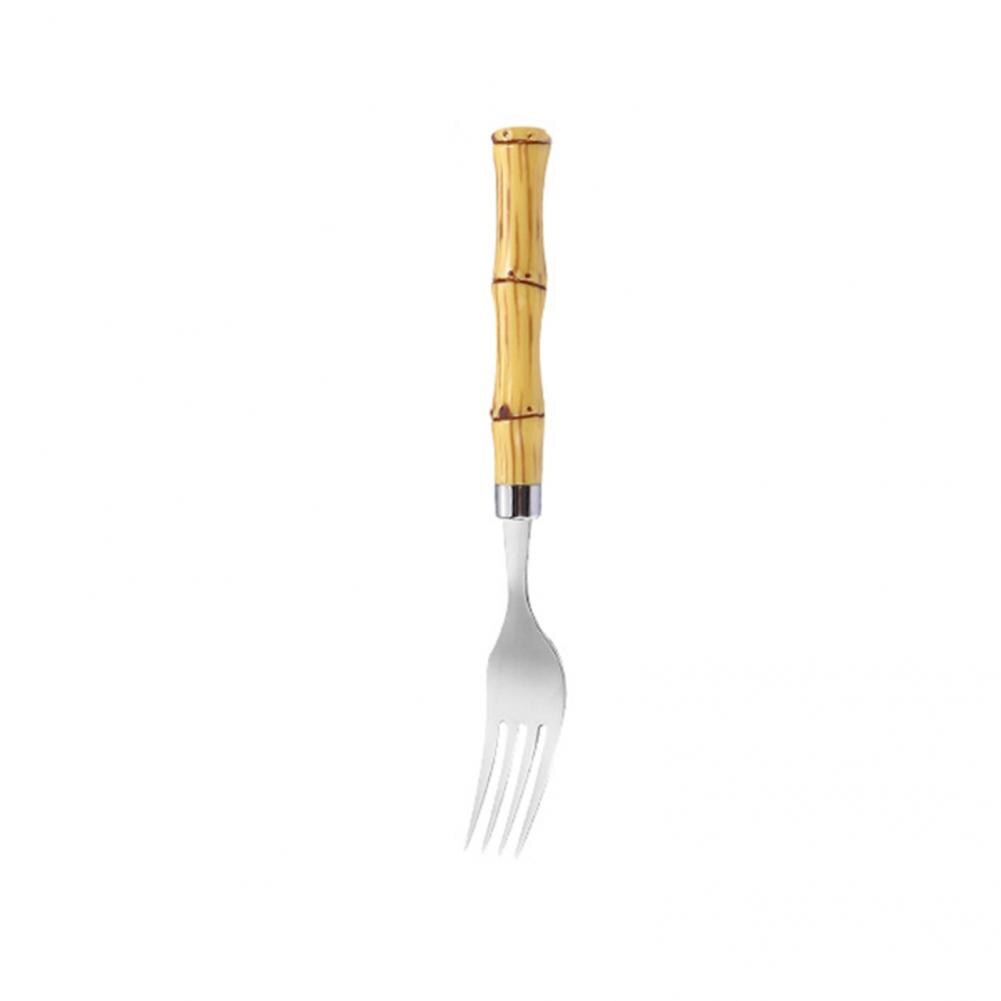 Practical Coffee Spoon Ergonomic Anti-scalding Lightweight Bamboo Handle Stirring Fork Teaspoon