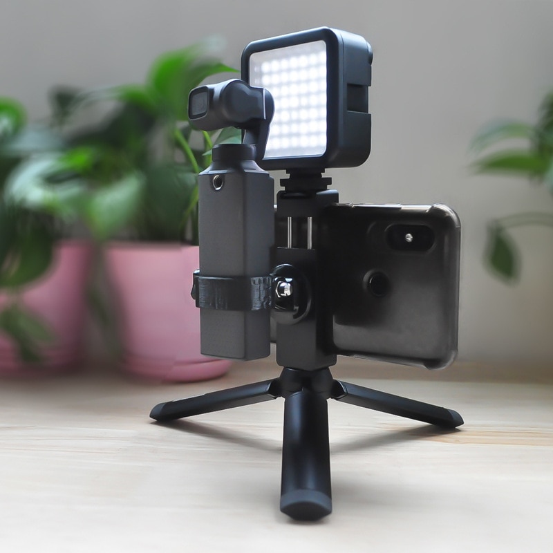 Handheld stativ halterung mit CNC telefon Clip Halfter halterung & LED-leuchten für FIMI Palme kamera gimbal zubehör Erweiterung Bausätze
