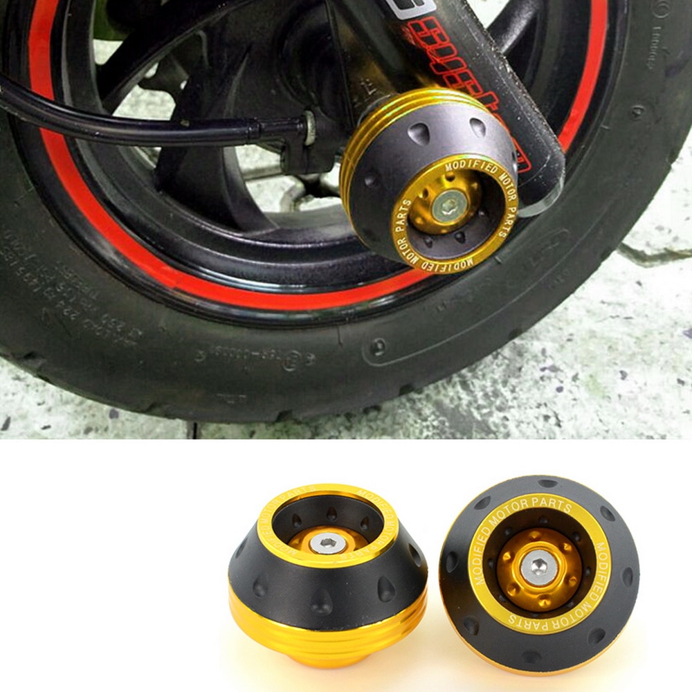 1 paire moto chute Protection Scooter cyclomoteur CNC aluminium moto accessoires avant fourche roue cadre curseurs alliage