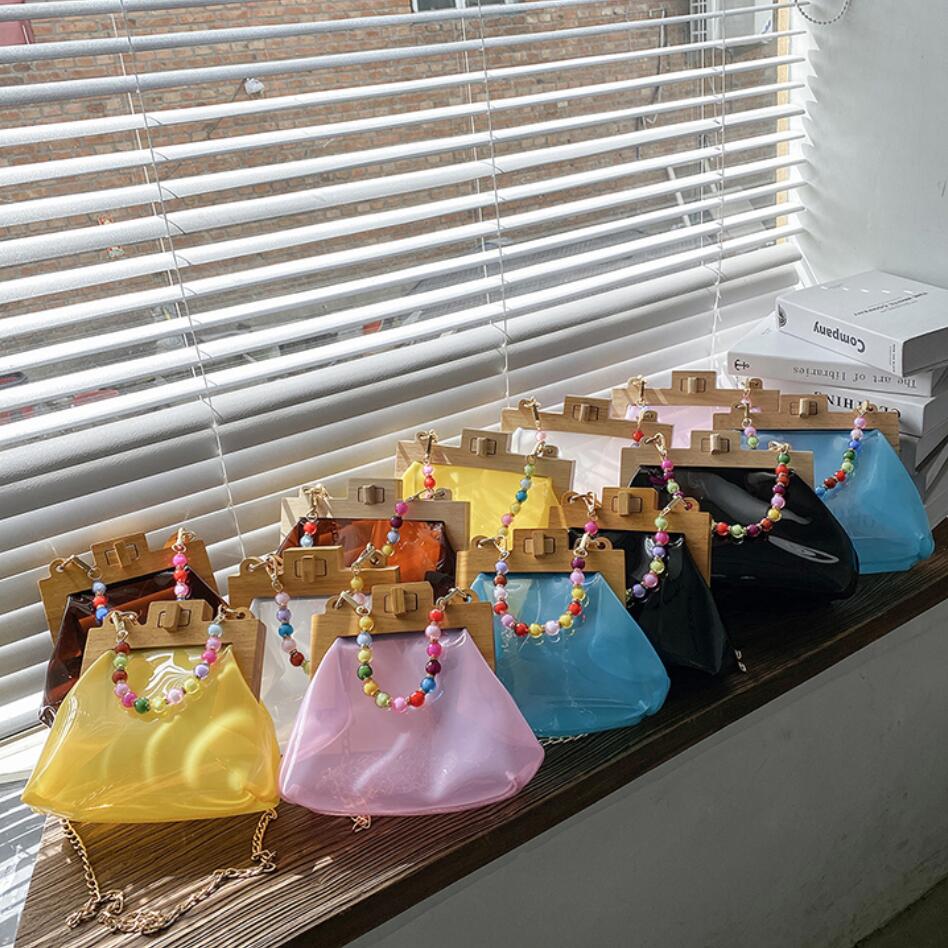 Transparent Jelly Tote bag Summer High PVC Women's Handbag Chain Shoulder Messenger Bag Travel Bag