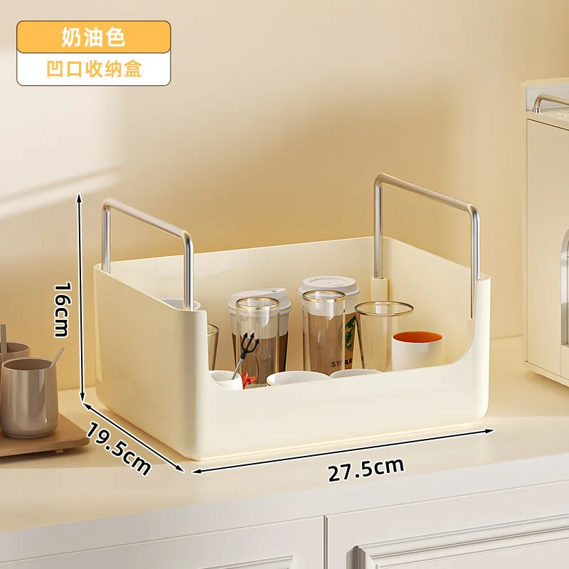 Caja de almacenamiento de escritorio para mascotas, cesta de alta apariencia para el hogar, sala de estar, cocina, aperitivos, cosméticos, papelería: Castaño