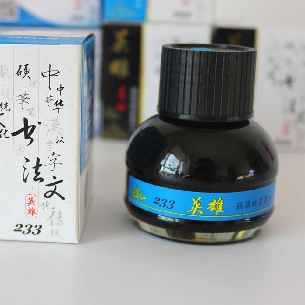 60ml Bottled Blue Fountain Pen Ink Hero 233 Writing Refill Smooth Ink Supplies Glass Office School Fountain Stationery Stud U2J7