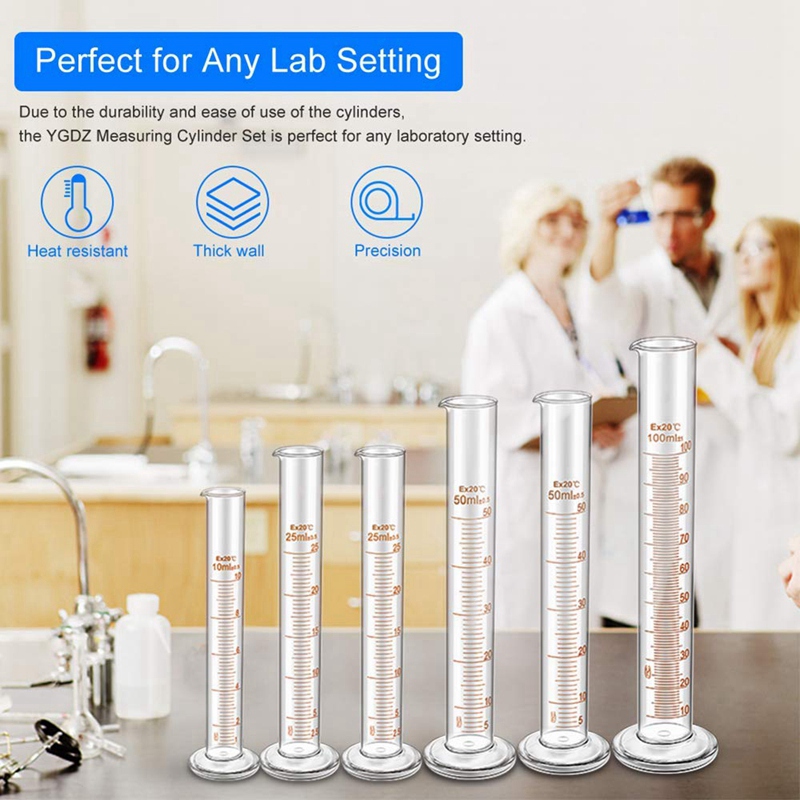 -Thick Glass Graduated Measuring Cylinder Set Glass With Two Brushes