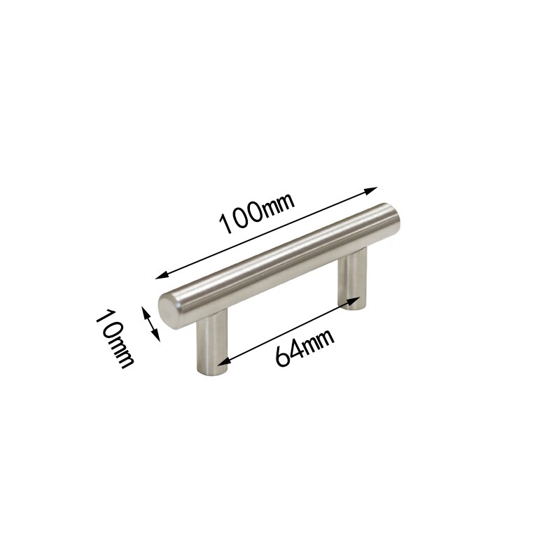 Diameter 10mm Stainless Steel Kitchen Door Cabinet T Bar Handle Pull Knob Door Pull Handle Stainless Door Handle With Screws: 64mm