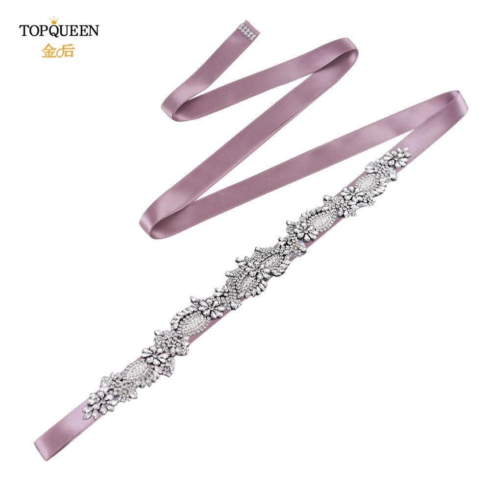 Topqueen  s481 brudekjole bælter og skærper elfenben brudepige kjoler bælte rhinestone beaded bælte brude bælte champagne bælte: Antik violet
