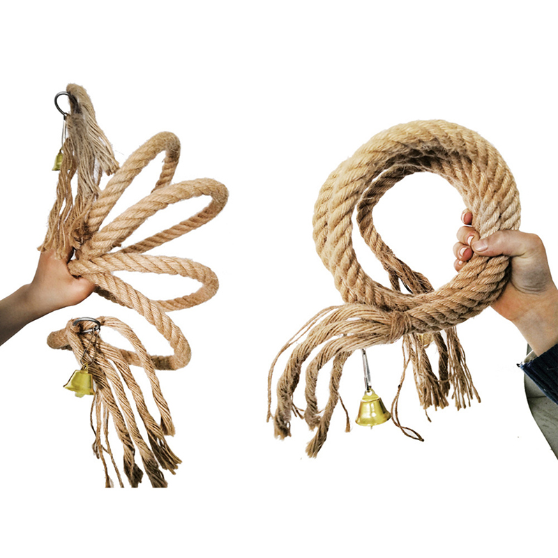 Cuerda de pie para loros, juguete para mascotas de 100/150/200 cm, jaula de pájaros, juguete de decoración, cuerda de mascar, jaula para pájaros, campana de cuerda