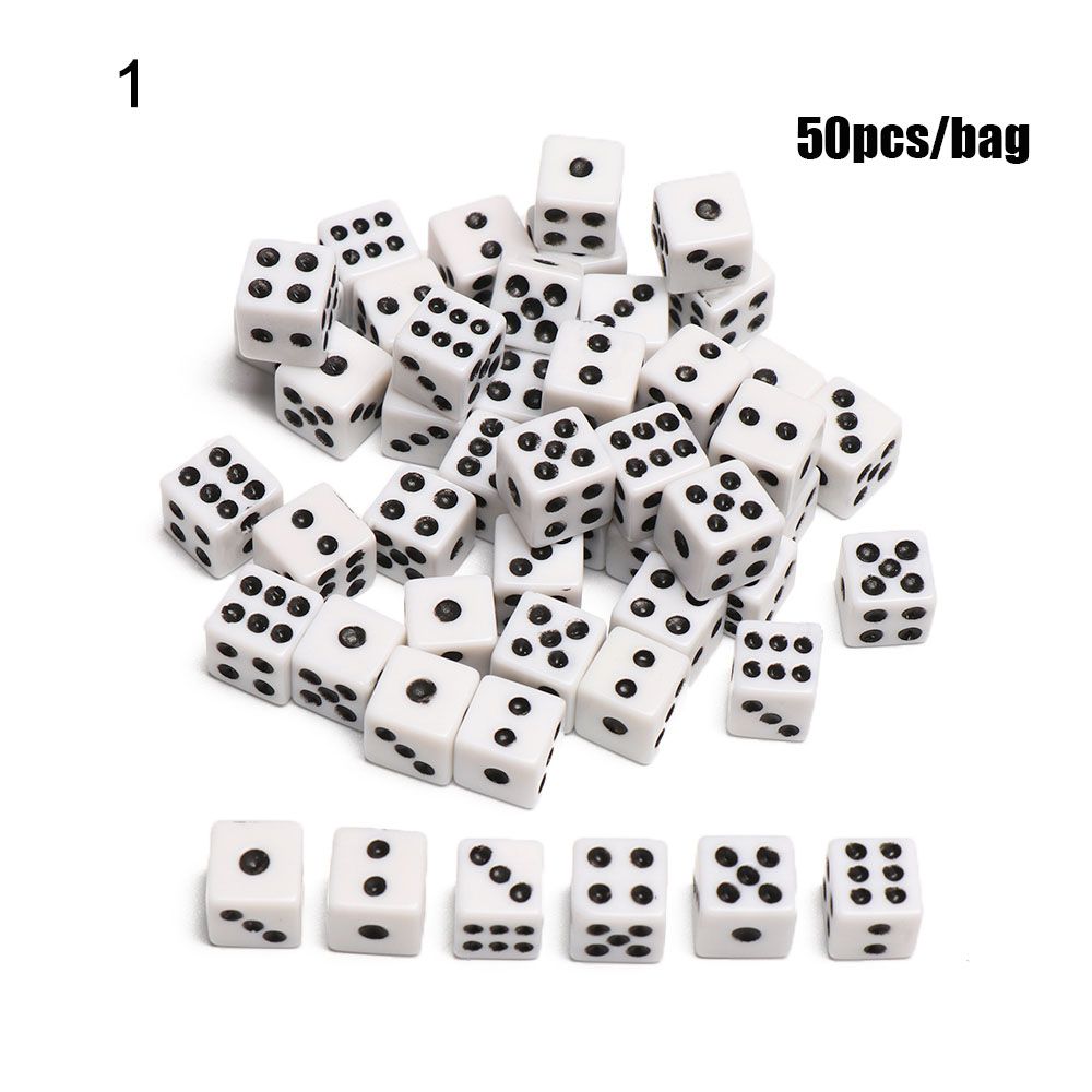 50Pcs Kleurrijke 6 Zijdig Draagbare Tafel Games Dobbelstenen 5Mm Acryl Ronde Hoek Board Game Dice Party Gokken Spel cubes Digitale Dobbelstenen: A(8mm)