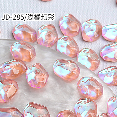 20 piezas brillo Aurora AB ondulación hielo cubo translúcido superficie irregular joya de cristal decoración de uñas diamantes de imitación dijes de manicura: YELLOW