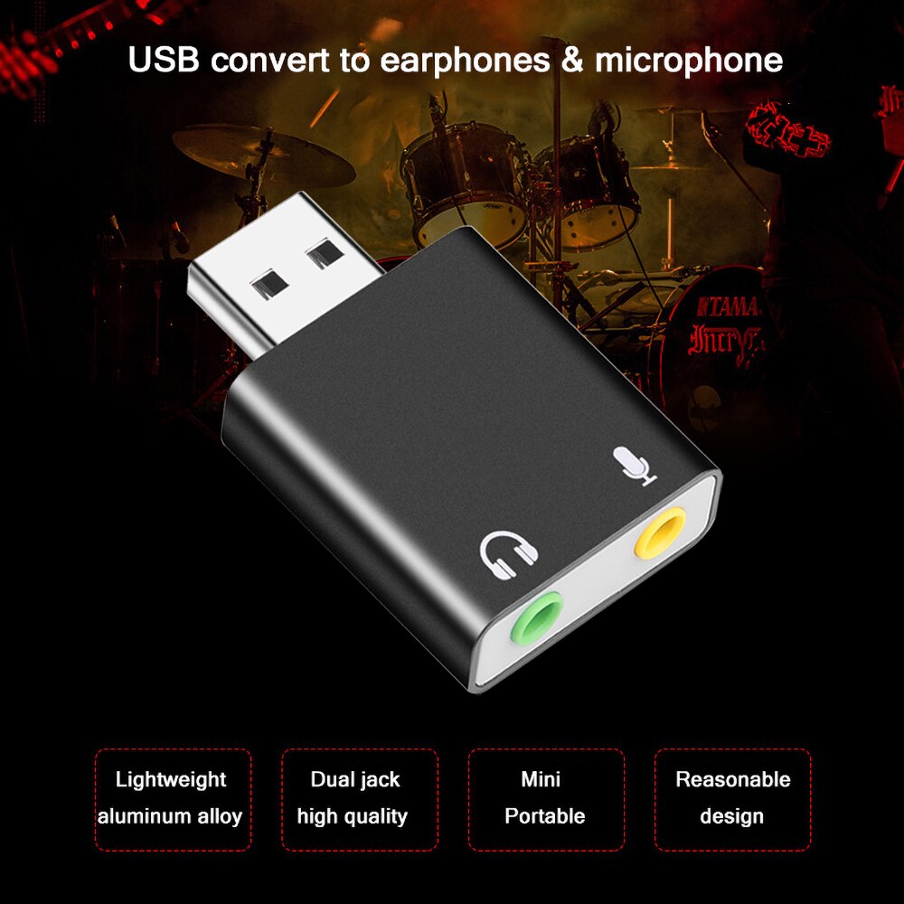 Kebidumei External USB Audio Sound Card USB Audio Interface headphone Adapter for Mic Speaker Laptop Earphones