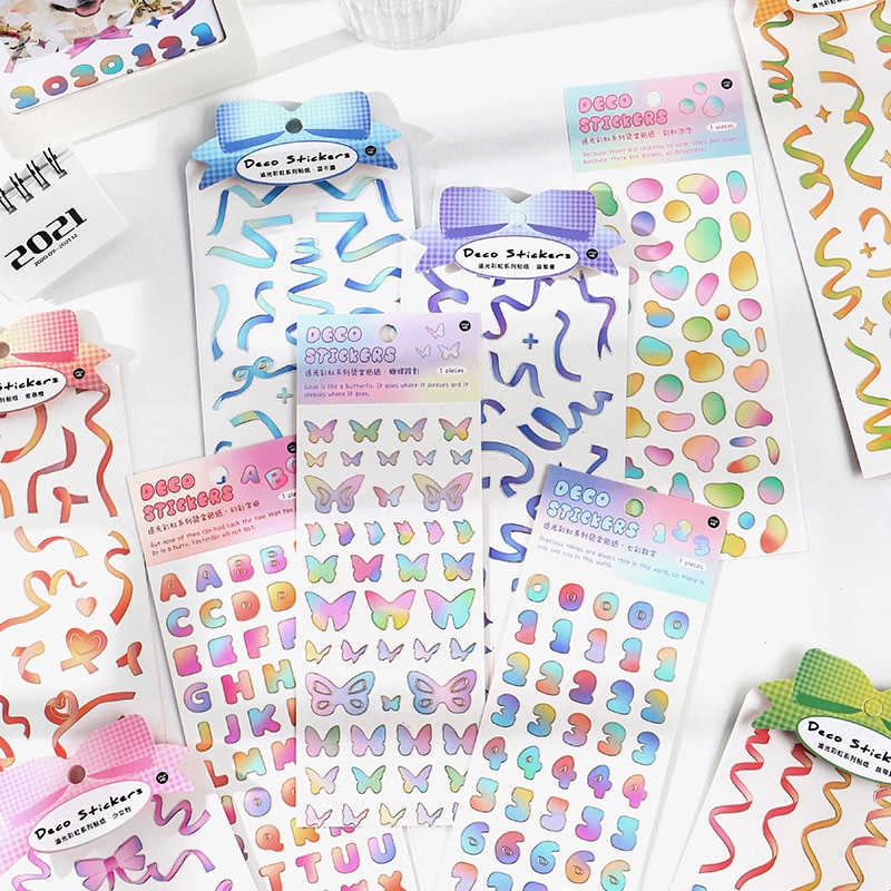 1Pcs Colorful Ribbon Decorative PET Stickers Scrapbooking Stick Label Diy Diary Album Korean Stationery Cute Sticker Accessories