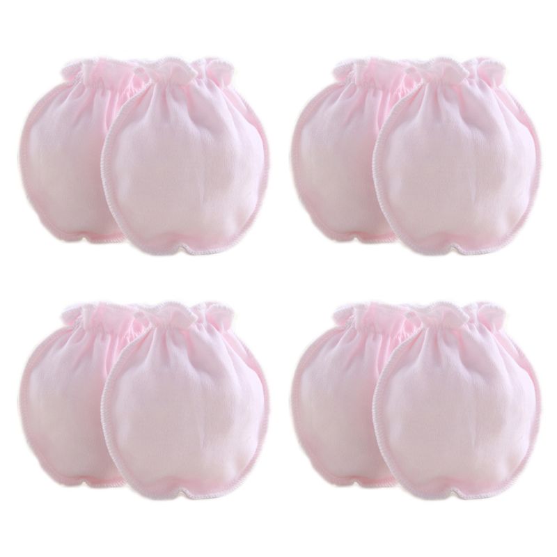 4 Pairs Del Bambino Appena Nato Anti Scratch Guanti di Colore Solido Infantile Protezione Anti-afferrare Guanti di Cotone morbido e confortevole: Colore rosa