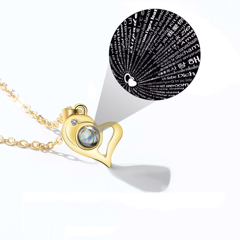 Trendy 2 Pcs/Set I Love You Projection Magnet Couple Pendants Necklace Choker Sun Moon Hearts Chain Lover Women Jewelry Collar