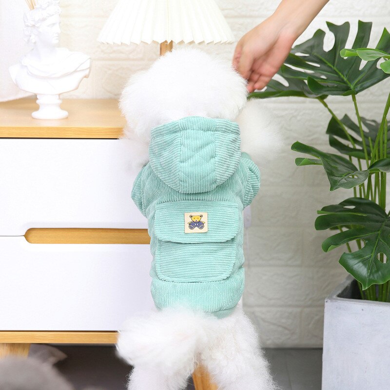 View of Pet Dog Corduroy Jacket Coat Autumn Winter Pet Clo... – Grandado