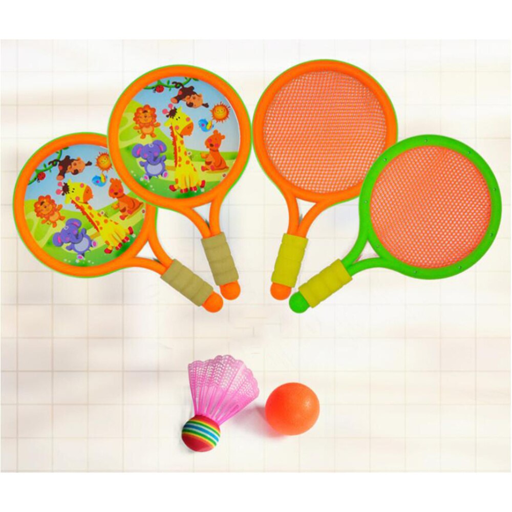 Badminton Tennis Rackets Balls Set Parent-Child Sports Game Toys Sport Children Play Game Outdoor Funny Toys(Orange)