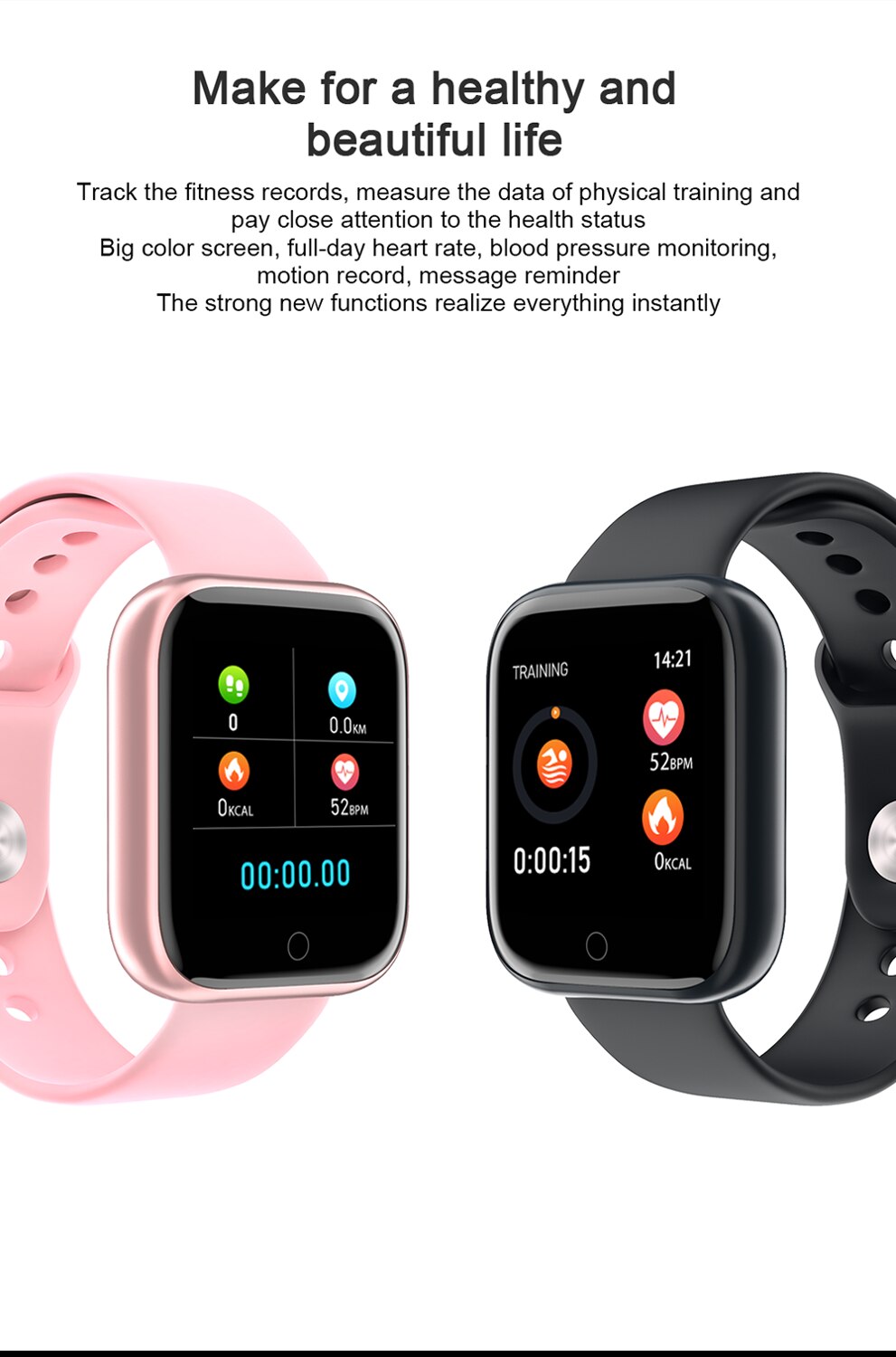 T80 montre intelligente femmes hommes sport Ip68 étanche activité Fitness Tracker fréquence cardiaque bord Smartwatch pour Android iOS B57