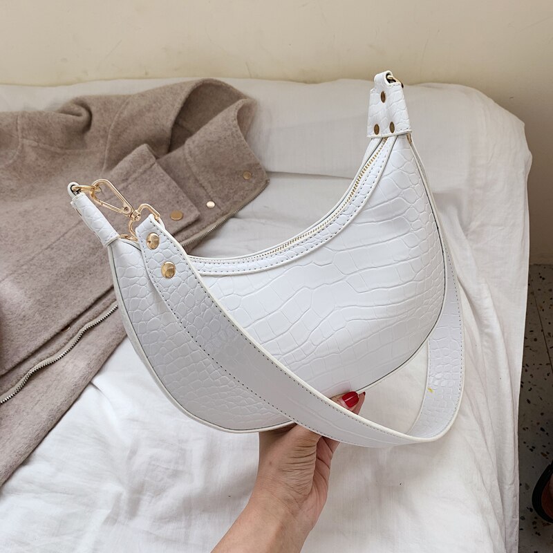 Luxe merk schoudertassen voor dames, populaire ketting met krokodillenpatroon, dames pu dumplings schoudertassen