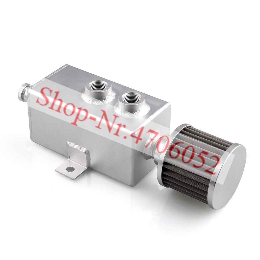 1L and 2L Aluminum oil catch can tank with breather & drain tap 2LT baffle
