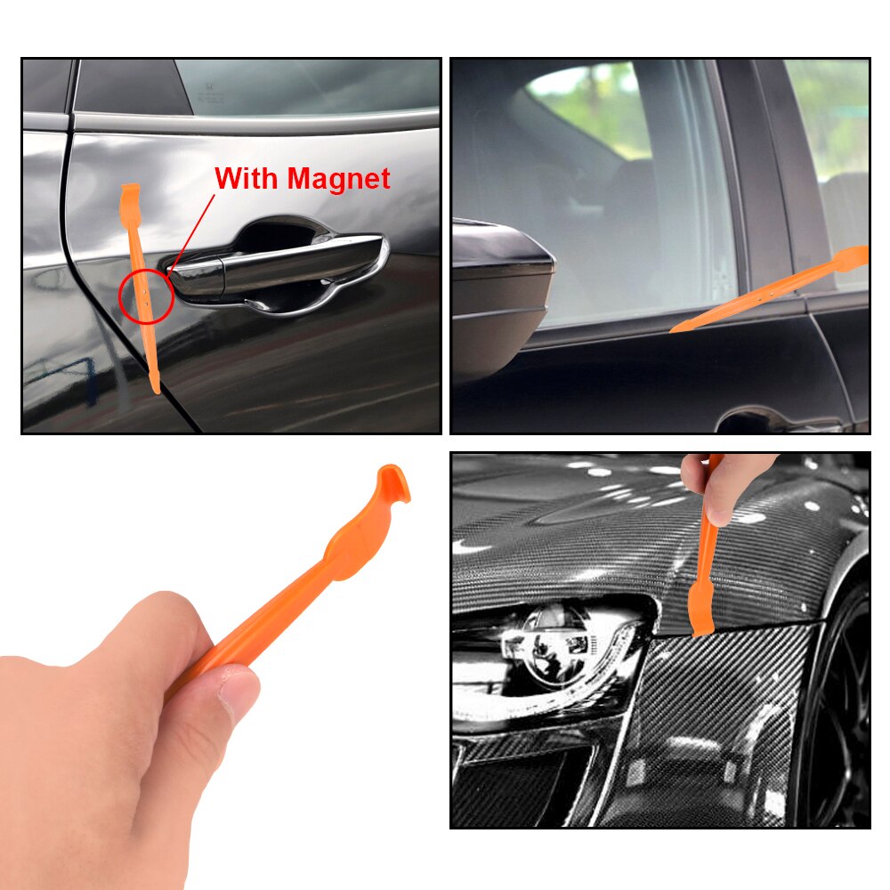 Carbon Fiber Car Tools Vinyl Wrap Film Sticker Wrapping Tool Auto Window Tint Foil Magnetic Stick Squeegee Razor Scraper