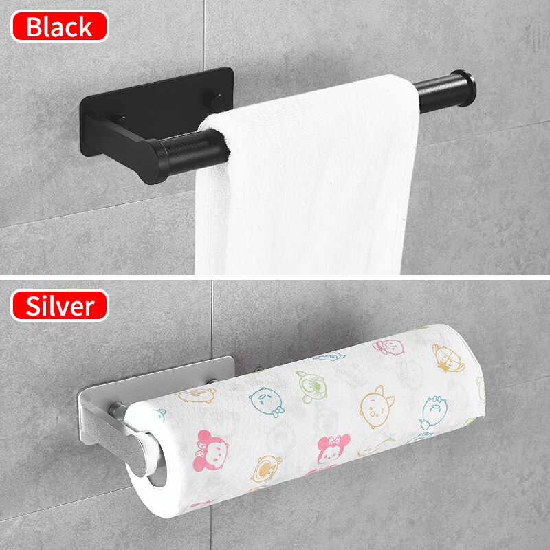Badeværelse håndklædestang sort aluminium håndklædestativ hængende holder vægmonteret multifunktionelt lodret papirhåndklædeholder til køkken