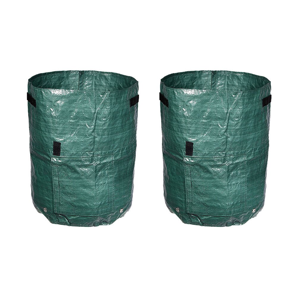 2 Pcs Organic Waste Kitchen Garden Yard Compost Bag Environmental PE Cloth Planter Vegetable Plant Grow Bag