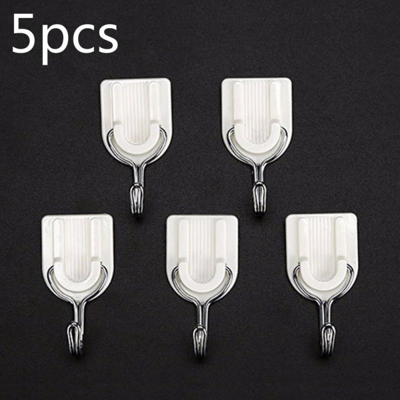 20pc Self Adhesive Wall Hooks Family Robe Hanging Hook Hat Bag Robe Hats Bag Key Wall Hanger Seamless Multi-Purpose Hook: 5pcs U-shape