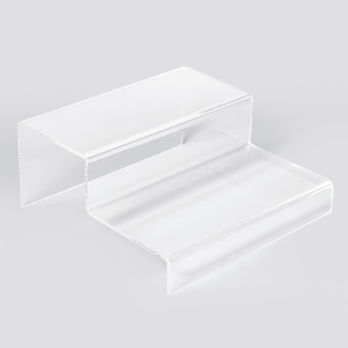 2 Step Tier Acrylic Retail Riser Counter Shoes Jewellery Display Stands Decor Jewelry Double Ladder Shelf Rack Organizers