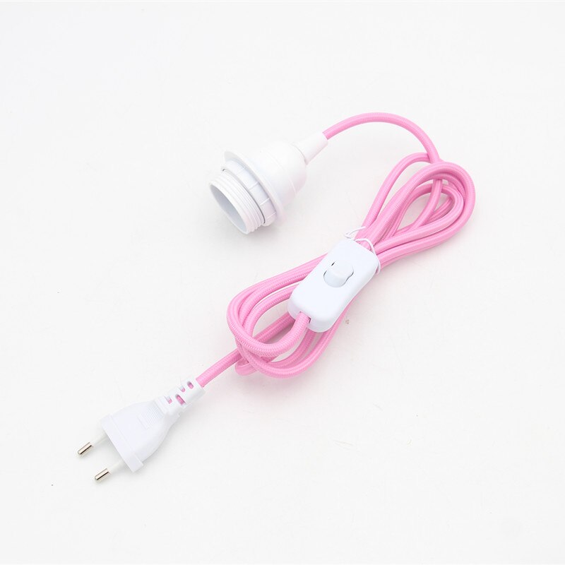 Cordon d'alimentation prise ue 220V AC, câble recouvert de tissu avec interrupteur marche/arrêt, support de lampe en bakélite E27, cordons enfichables pour suspension à monter soi-même: plum