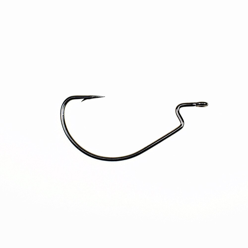 50pcs Soft Worm Lure Offset Fishing Hook Carbon Steel Wide Crank Fishhook