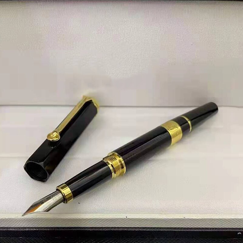 Pluma estilográfica de lujo para hombre y mujer, pluma de tinta de lujo MB, gran escritor, William Monte, metal, romero, blanc, sin caja, novedad de 2022: black-gold