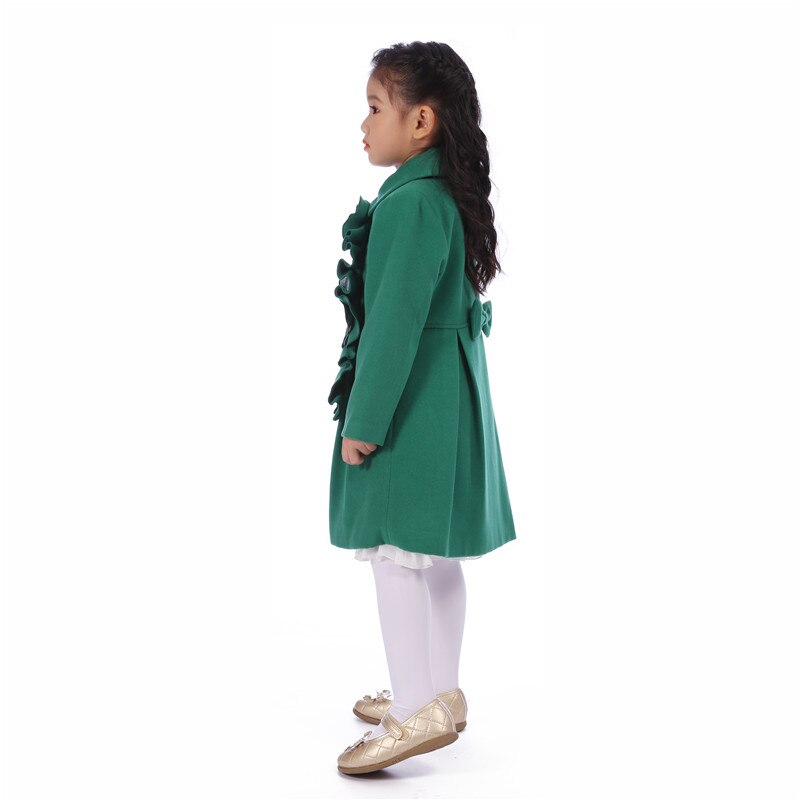 Höst vinter varm grön tjej kappa vårkläder ytterkläder barn barn jackor tjej grön blomma ledig kappa