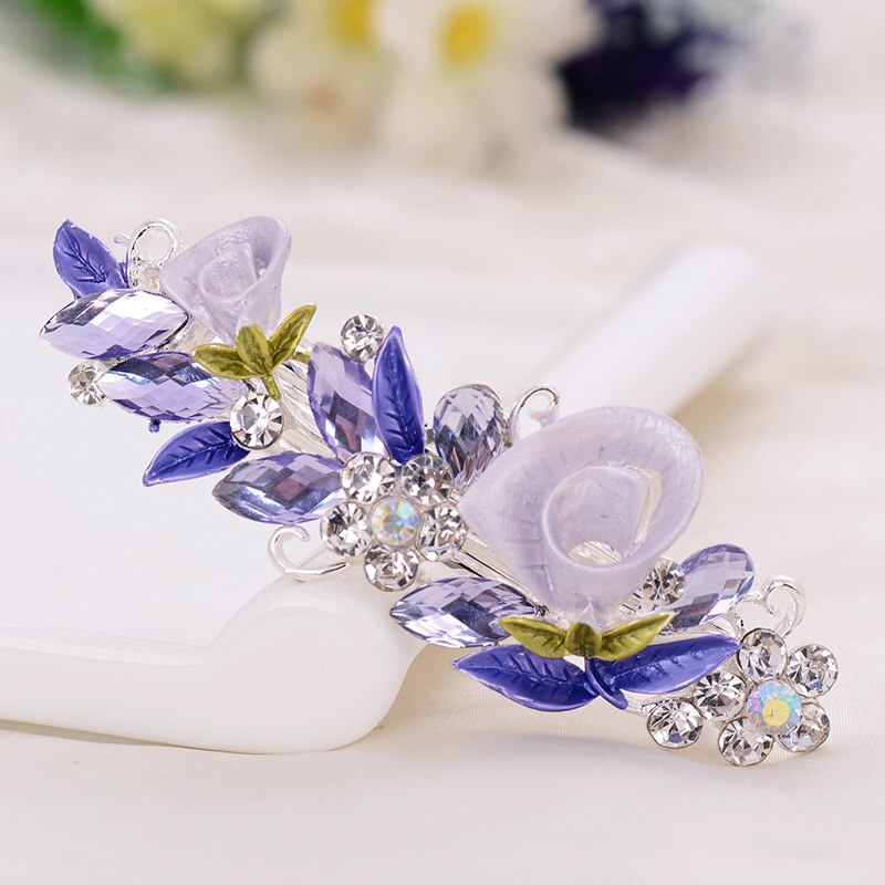 Altobefun Mode Kristal Haarspelden Voor Vrouwen Dames Meisjes Bloemen Hair Clips Elegante Sieraden Bridal Haarspeldjes AE013: 5