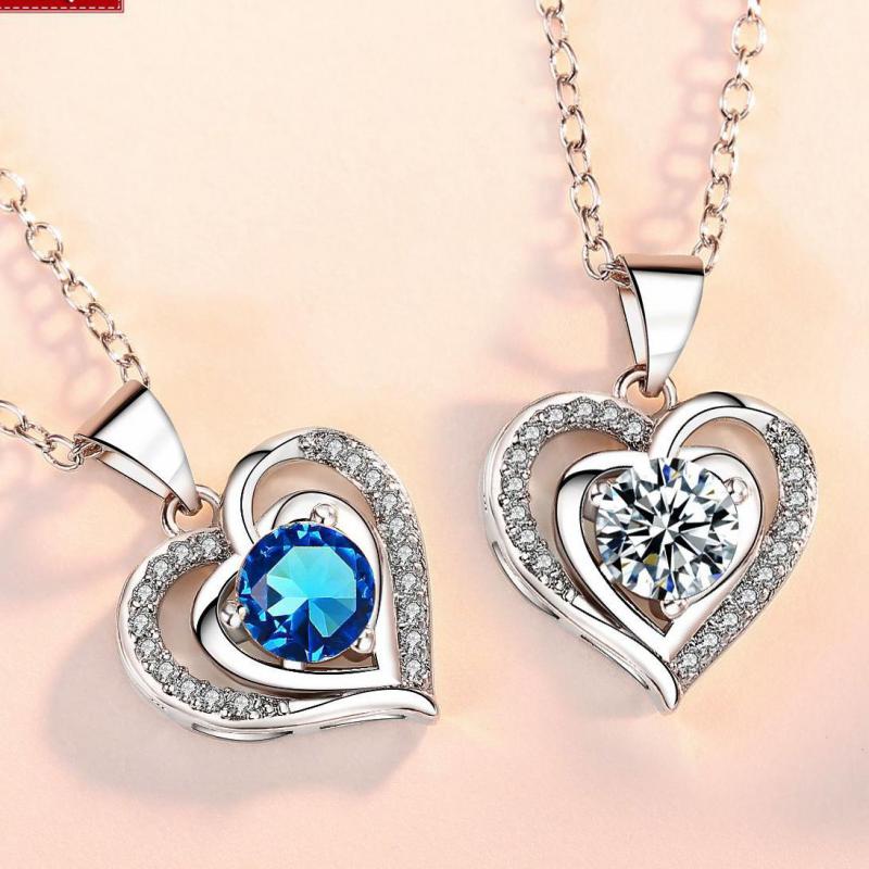 Double Heart Crystal Ketting Hanger Verzilverd Mode Hart Hanger Van Ketting Voor Vrouwen Kettingen Sieraden